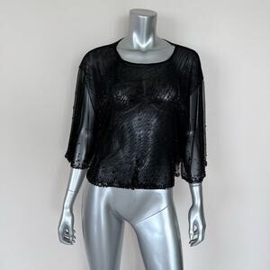 Women sheer evening blouse with crystals size L/Xl
